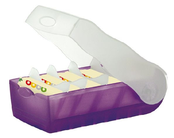 Lern- und Karteibox DIN A8,  CROCO, lila