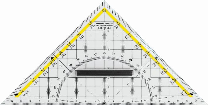 Milan Geometrie-Dreieck 14 cm 1-mm Teilung abnehmbarer Griff 