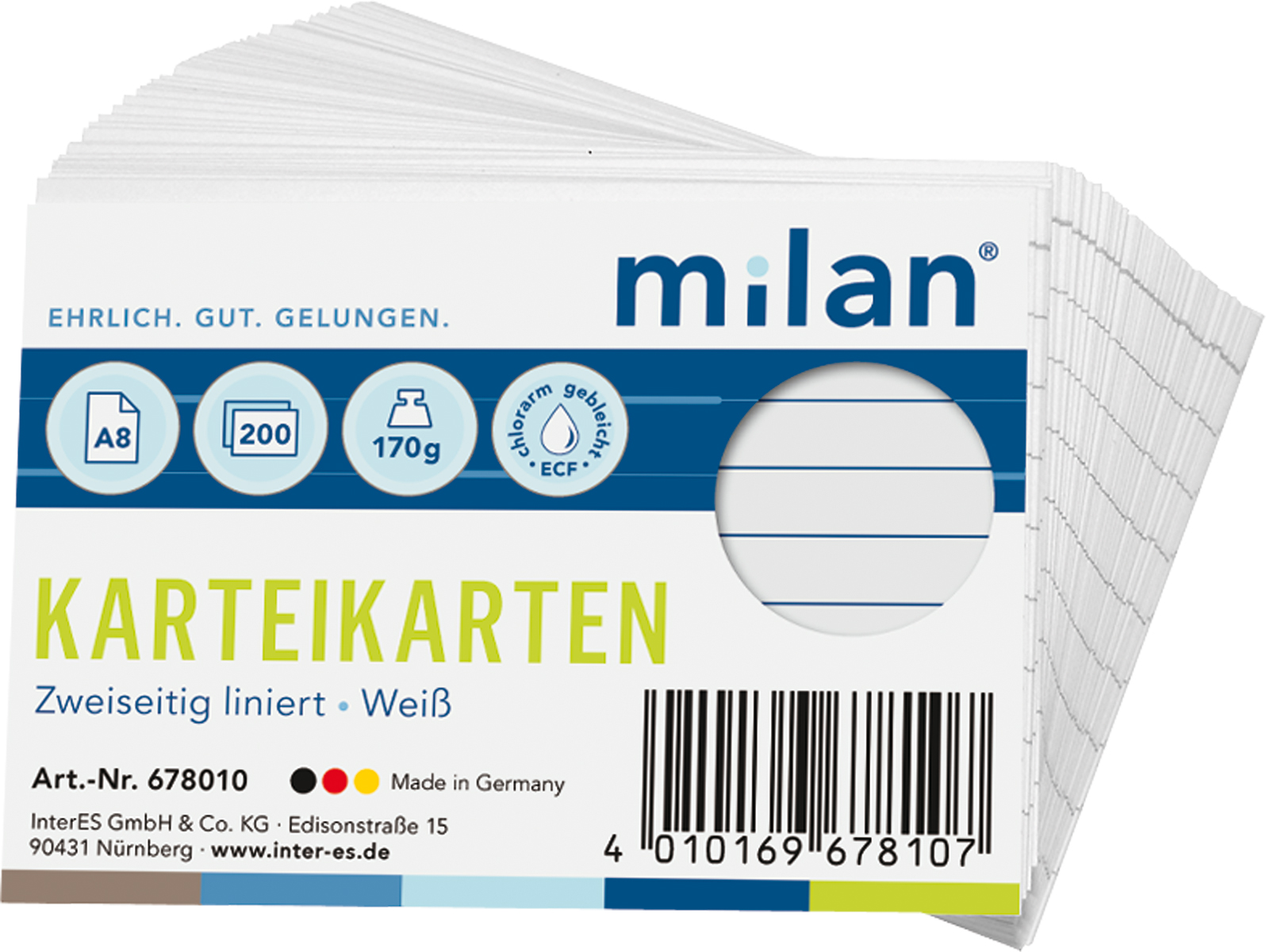 Karteikarten DIN A8 liniert, weiß, 200 Stück