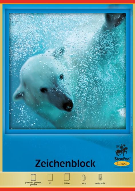Zeichenblock A2 100g/ m², 10 Blatt, beids. geheftet
